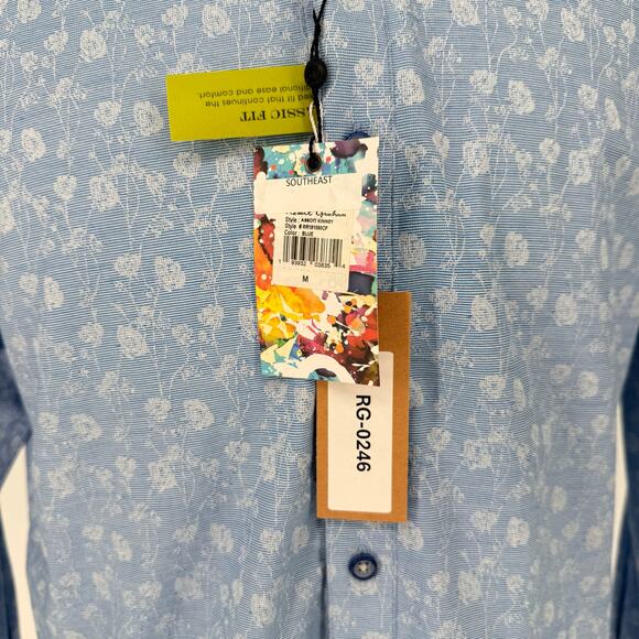 Robert Graham Woven Button Front Long Sleeve Shirt ABBOTT KINNEY Light Blue  M - Picture 7 of 10